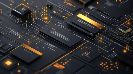 Digital data network connecting abstract technology circuitsの写真素材