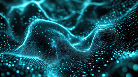 Digital wave particles forming abstract technology background
