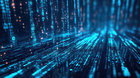 Digital binary code streaming through technology cyberspace