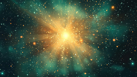 Cosmic explosion creating radiating energy in deep space