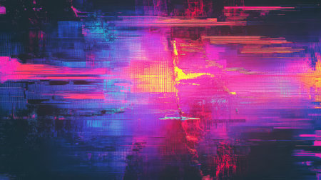 Abstract glitch digital noise interference colorful background