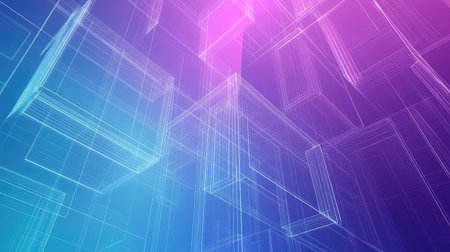 Abstract wireframe structures creating future city blueprintの写真素材