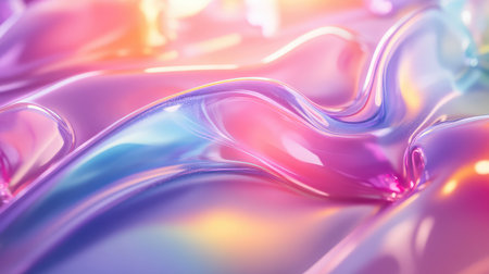 Abstract iridescent liquid flexing creating vibrant futuristic backgroundの写真素材