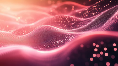 Digital data waves flowing through abstract particle network
