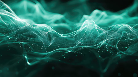 Abstract flowing data connecting particle network background