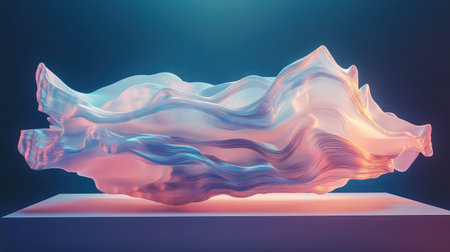 Abstract flowing waves creating a fluid gradient artworkの写真素材