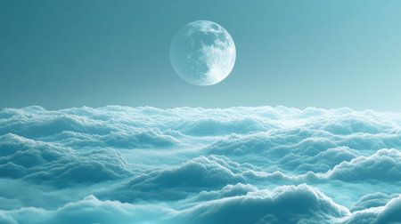 Full moon floating above abstract cloudscape dream