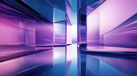 Abstract glass structure creating futuristic digital tunnelの写真素材