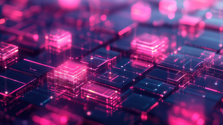 Futuristic network processing data with digital connections