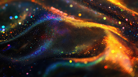 Abstract sparkling fabric surface creating colorful glitter textureの写真素材