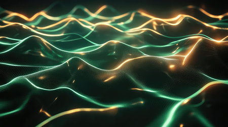 Abstract glowing waves oscillating visualizing data and energy
