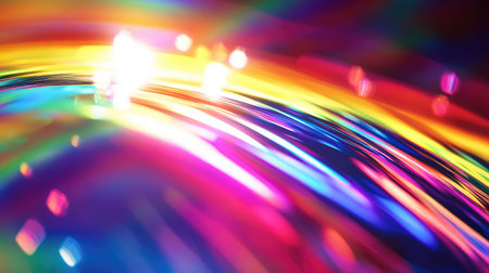 Abstract colorful light streaks forming a dynamic spectrum