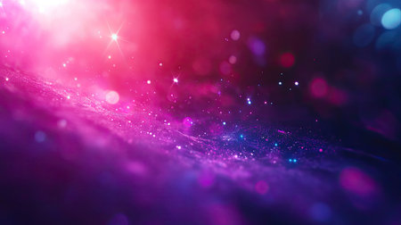 Vibrant abstract background with glowing sparkling bokeh particlesの写真素材