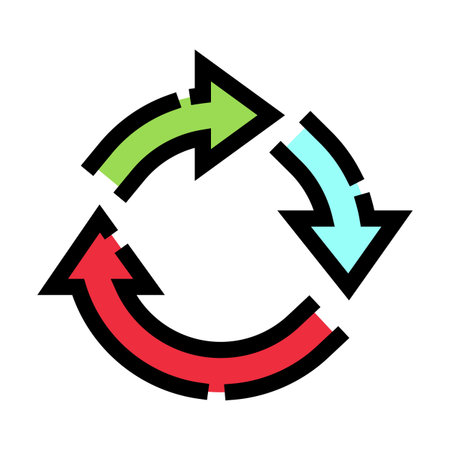 Circular refreshing arrows creating a continuous cycle process