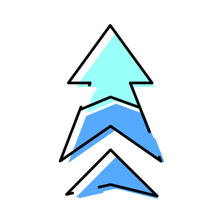Three blue upward arrows moving progress forward