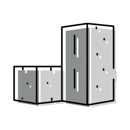 Concrete blocks forming building construction material iconのイラスト素材