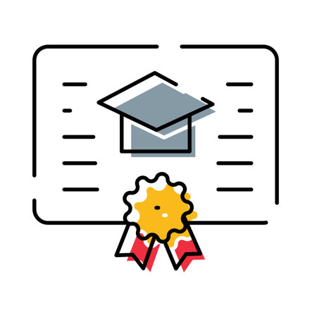 Graduation diploma with mortarboard and achievement award
