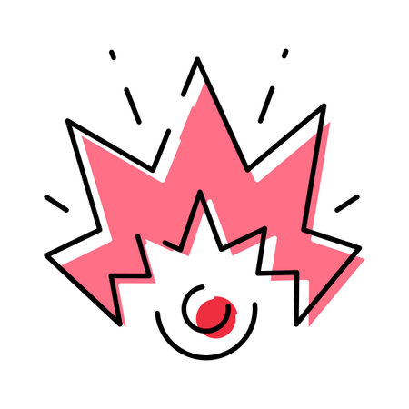 Pink pop art explosion graphic bursting icon