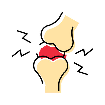 Knee bones showing painful joint medical inflammationのイラスト素材