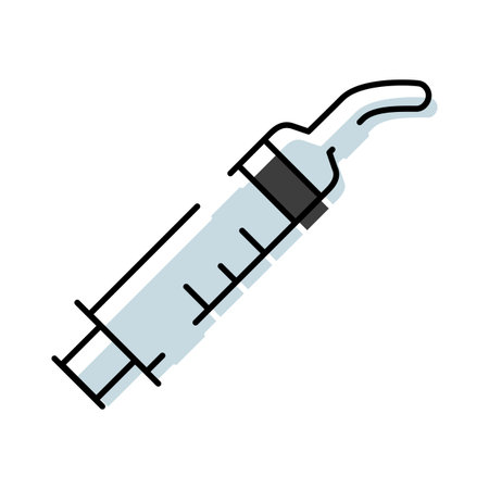 Dental irrigation syringe icon illustrating healthcare treatmentのイラスト素材