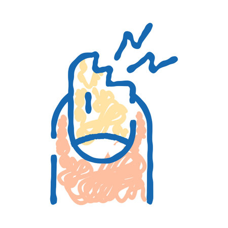 Brittle cracked nail requiring care doodle iconのイラスト素材