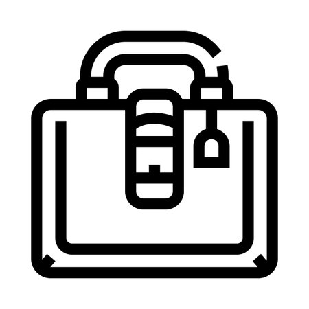 Briefcase traveling business accessory line icon vectorのイラスト素材