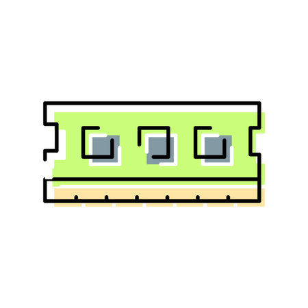 Ram memory module flat icon representing computer hardware
