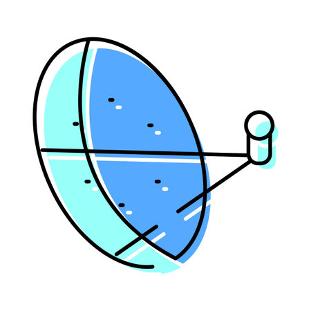 Satellite dish receiving and broadcasting global communication signalsのイラスト素材