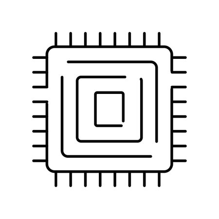 Computer chip icon representing digital technology and data processing