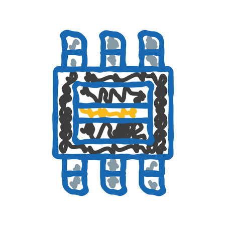 Microchip with internal circuitry on white backgroundのイラスト素材