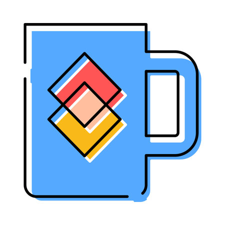 Mug with overlapping geometric shapes creating a logoのイラスト素材
