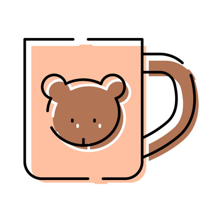 Cute bear face illustration on a coffee mugのイラスト素材