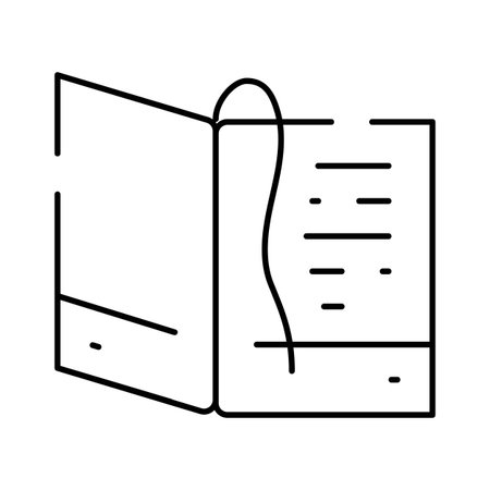 Opened book with bookmark and text line iconのイラスト素材