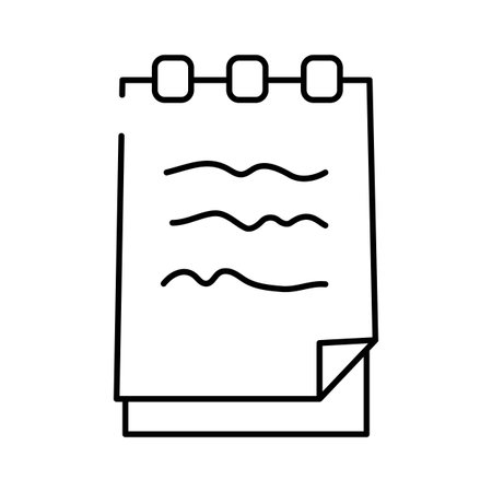 Spiral bound notepad with written notes iconのイラスト素材