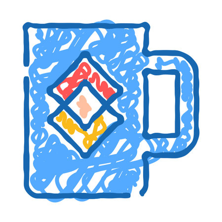 Abstract mug design with colorful overlapping shapesのイラスト素材