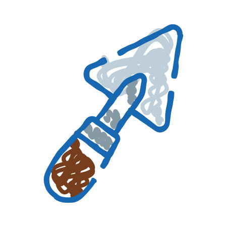 Trowel tool doodle drawing for construction and masonry