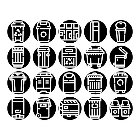 Waste segregation and recycling containers glyph iconsのイラスト素材