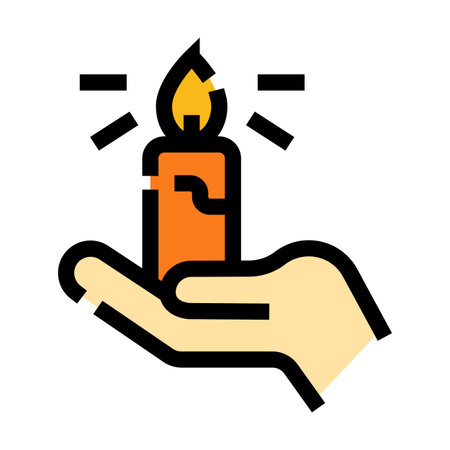 Hand holding burning candle expressing hope and careのイラスト素材