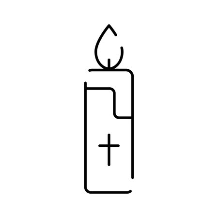 Burning candle with christian cross icon symbolのイラスト素材