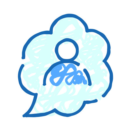 Person outline in thought cloud doodle drawingのイラスト素材