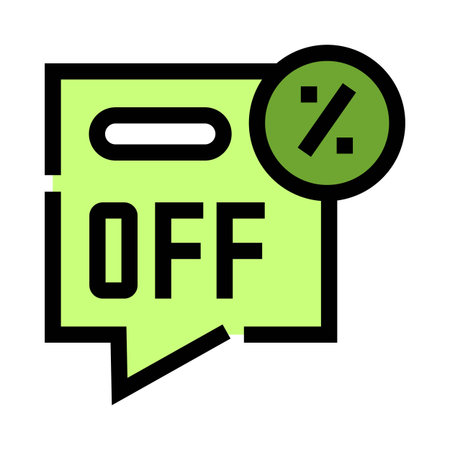 Discount offer promotion presenting percentage off communication bubble
