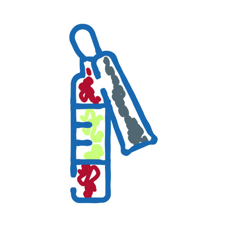 Fire extinguisher safety equipment line doodle illustration