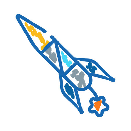 Rocket launch space mission exploration doodle drawingのイラスト素材