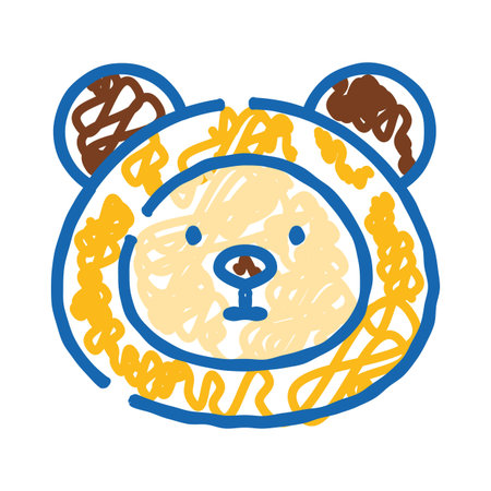 Playful child drawing of a friendly cartoon bear faceのイラスト素材