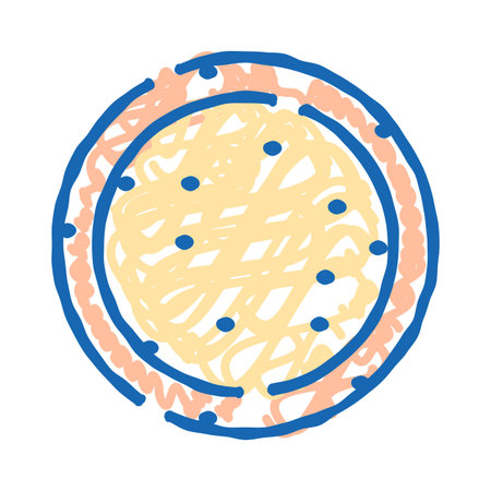Blue and yellow snack food circle doodleのイラスト素材