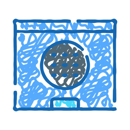 Hand drawn air conditioner icon with flowing airのイラスト素材
