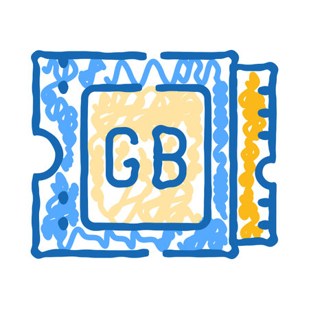 Computer card hand drawn gigabyte memory storage conceptのイラスト素材