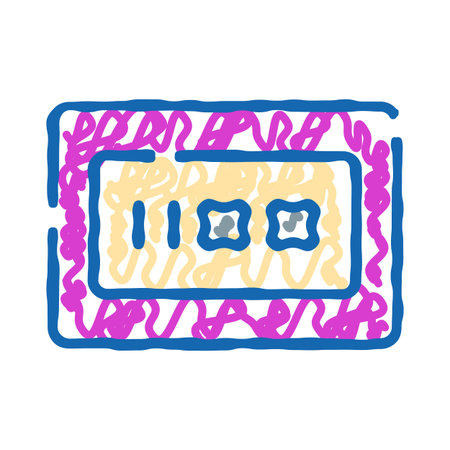 Retro audio cassette tape doodle drawing illustrationのイラスト素材