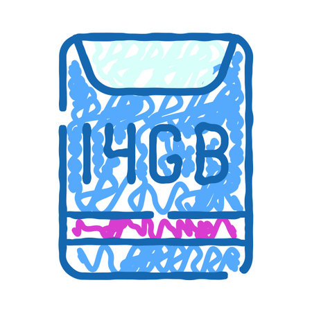 Digital memory card doodle with storage capacityのイラスト素材