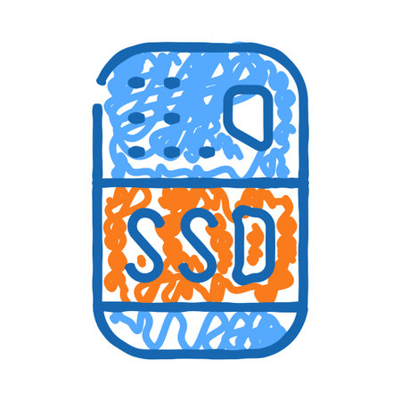 Ssd solid state drive data storage doodle iconのイラスト素材